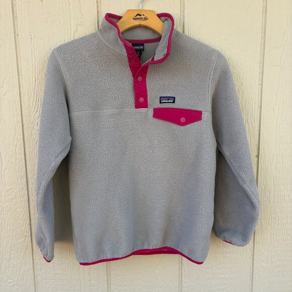 Patagonia Lightweight Synchilla SnapT Pullover Girls Medium Drifter Grey Outdoor - Picture 2 of 9